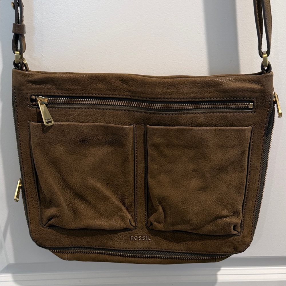 Fossil Dark Brown Leather Shoulder Bag